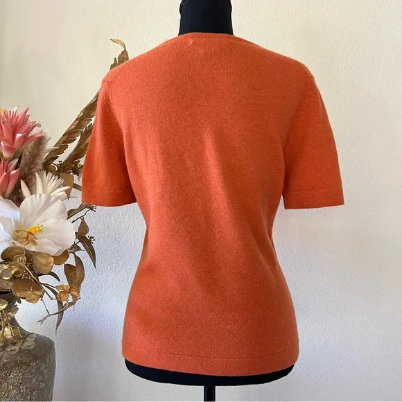 SOLDBrooks Brothers Pure Cashmere Orange Minimalist Top - Picture 4 of 7